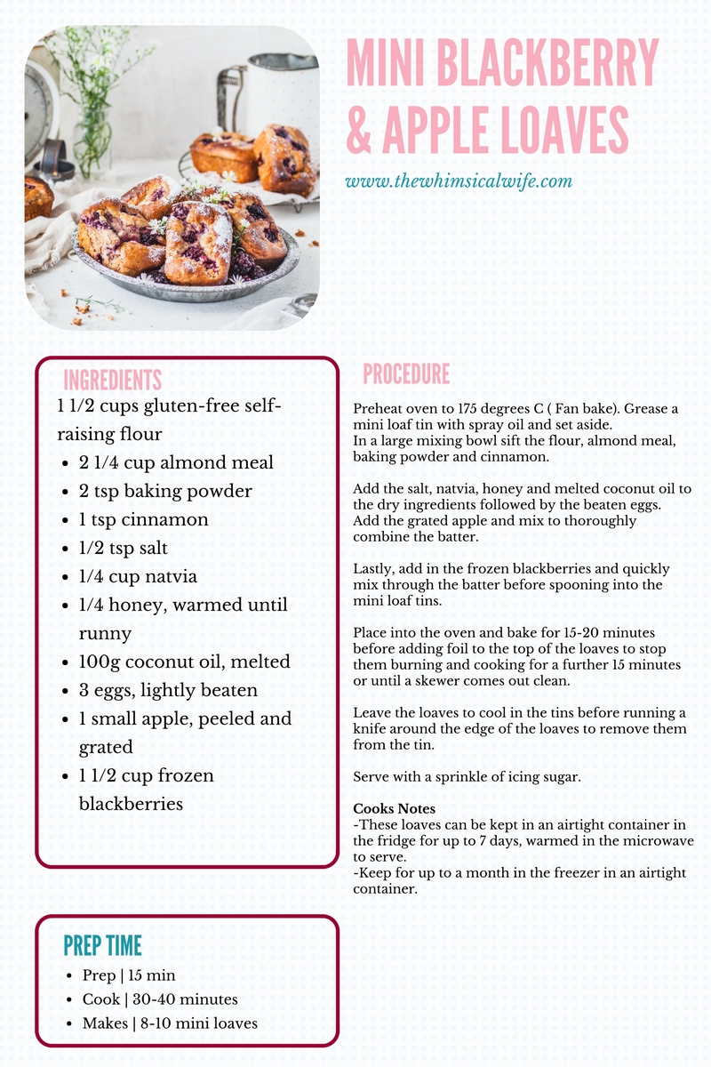 30 Cakes In 30 Days | 3. Mini Blackberry & Apple Loaf {GF, DF, Refined Sugar Free }